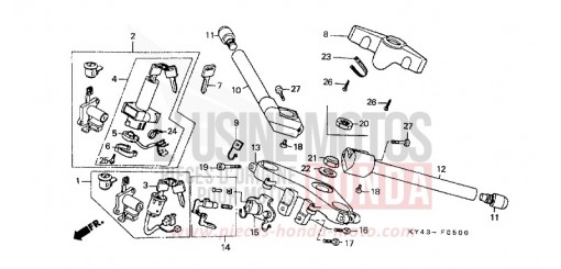 TUYAU DE GUIDON/PONT SUPERIEUR NSR125RL de 1990